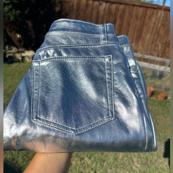 Silver metallic 5 pocket shiny silver faux leather jean Gap NWT Sz-6R (28). H17 - Picture 13 of 16